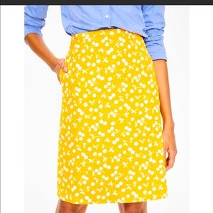 Boden cherry print skirt aline pencil fit size 2p yellow
